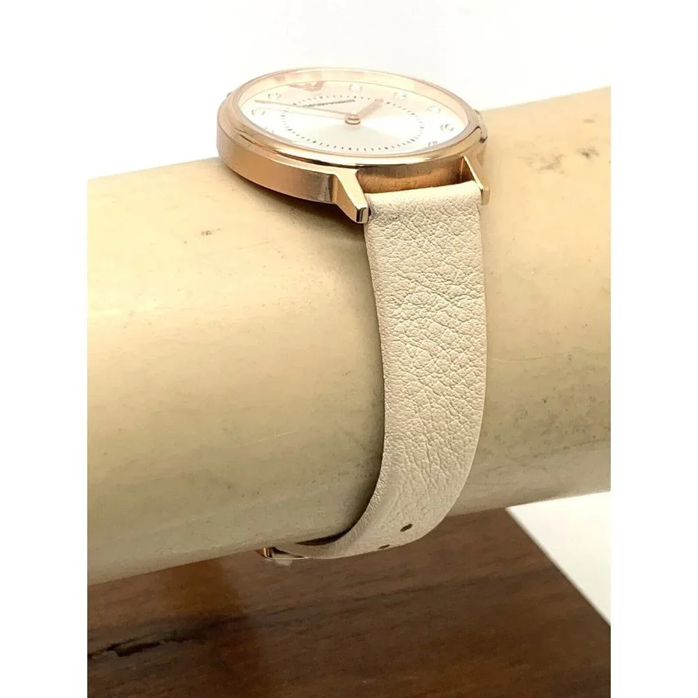 Emporio Armani Women's Watch AR2510 Quartz Rose Gold Nude Leather Strap … - Picture 12 of 14